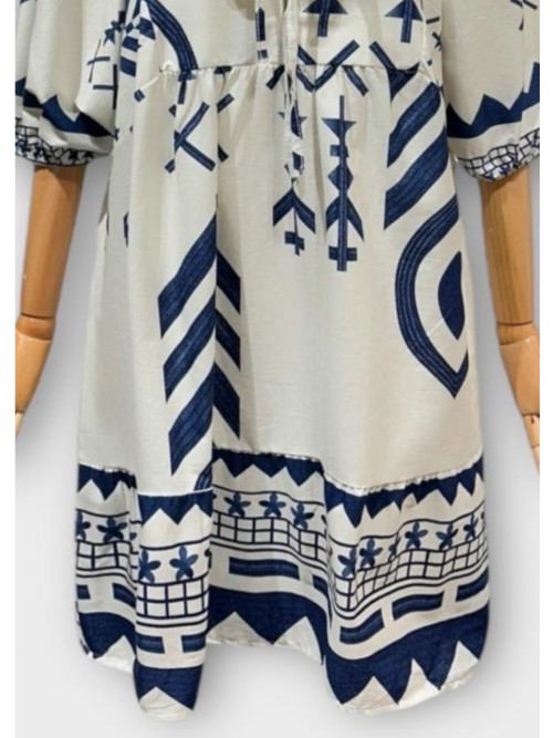 Robe courte imprimée oversized col rond