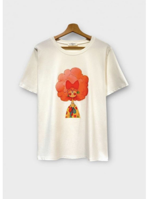 T-shirt oversized motif placé col rond