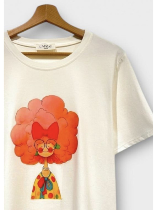 T-shirt oversized motif placé col rond