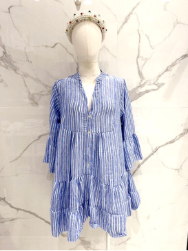 Robe courte rayée à volants...