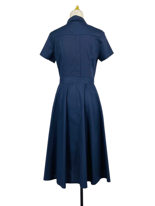 Robe chemise unie ceinturée manches longues