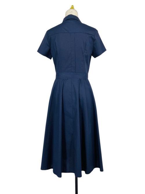 Robe chemise unie ceinturée manches longues