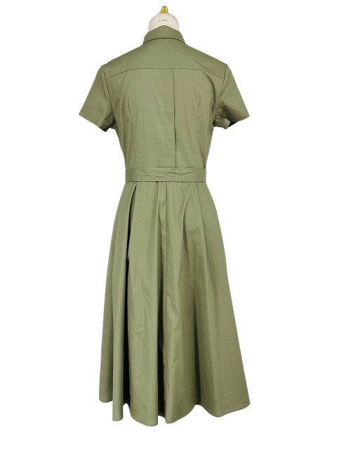 Robe chemise unie ceinturée manches longues