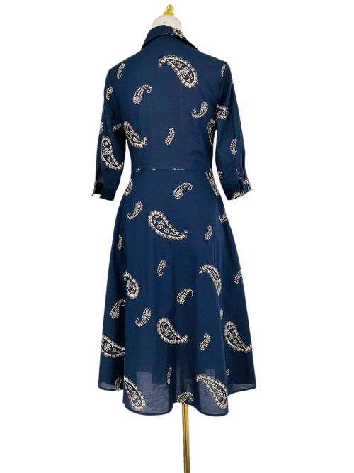Robe chemise broderies "cachemire" ceinturée