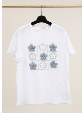T-shirt fleurs jean et...