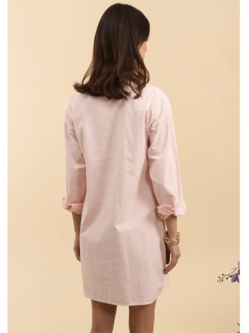 Robe chemise courte unie manches longues
