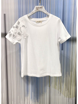 T-shirt col rond broderies...