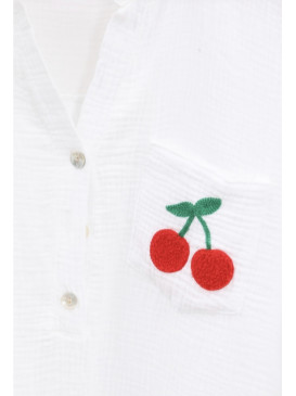 Chemise sans col en gaze de...