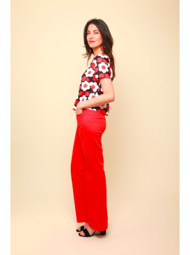 Top cropped 70's fleuri col...
