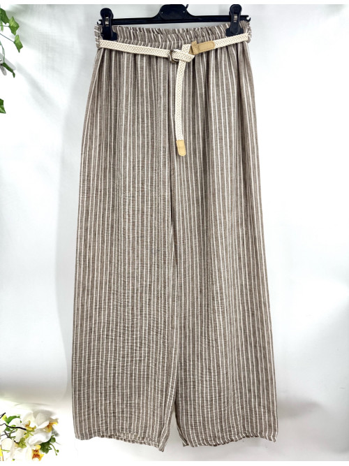 Pantalon rayé fluide et large