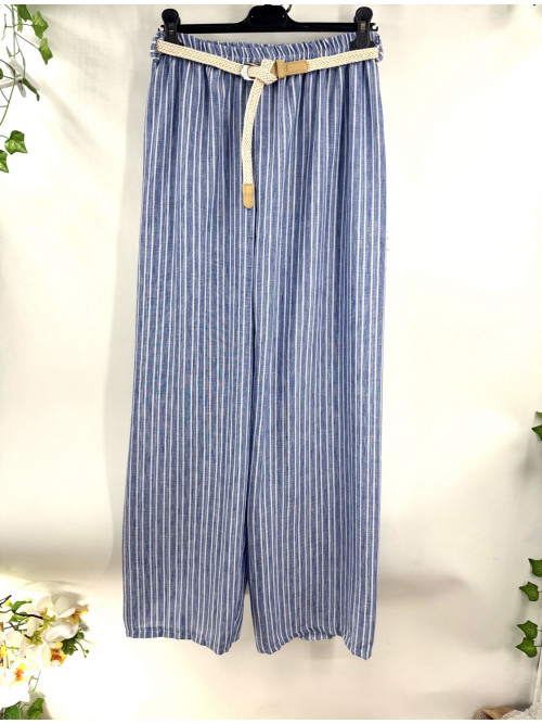 Pantalon rayé fluide et large