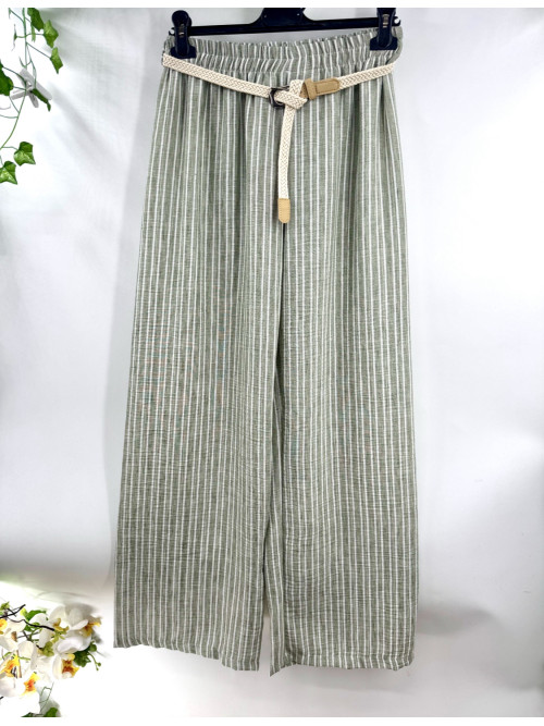 Pantalon rayé fluide et large