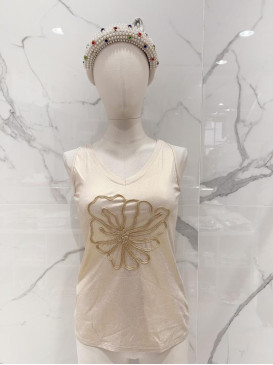 Top col V lurex fleur en...