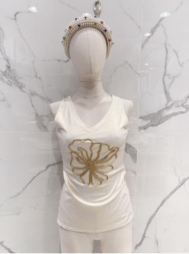 Top col V lurex fleur en...