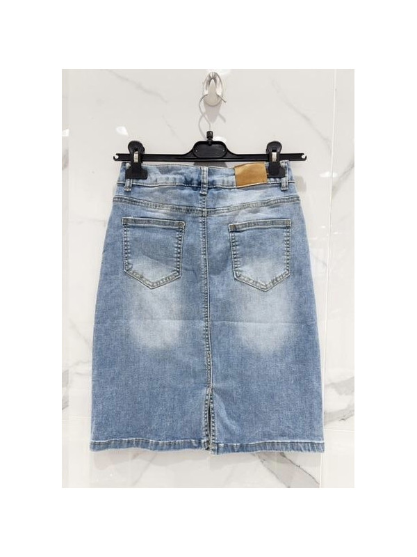 Jupe droite en jean stretch