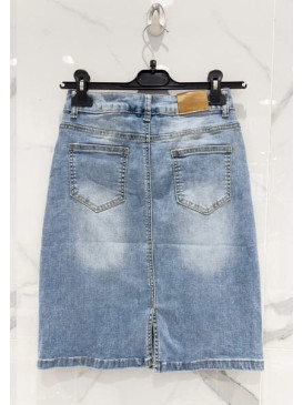 Jupe droite en jean stretch...