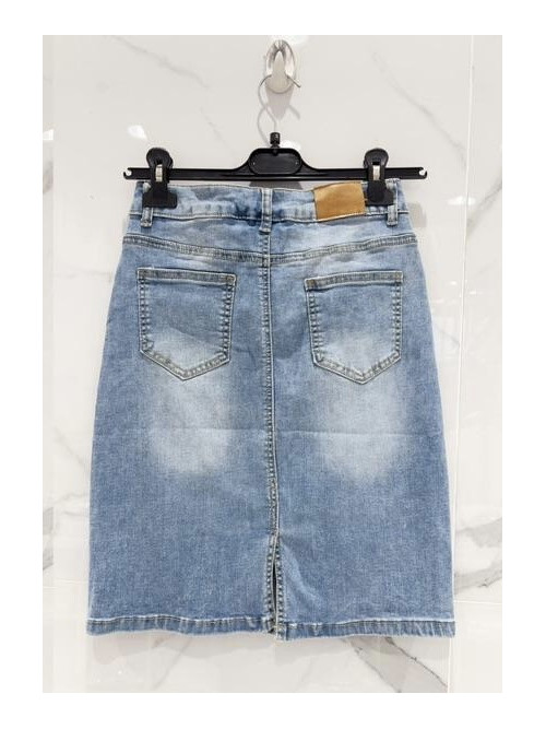 Jupe droite en jean stretch