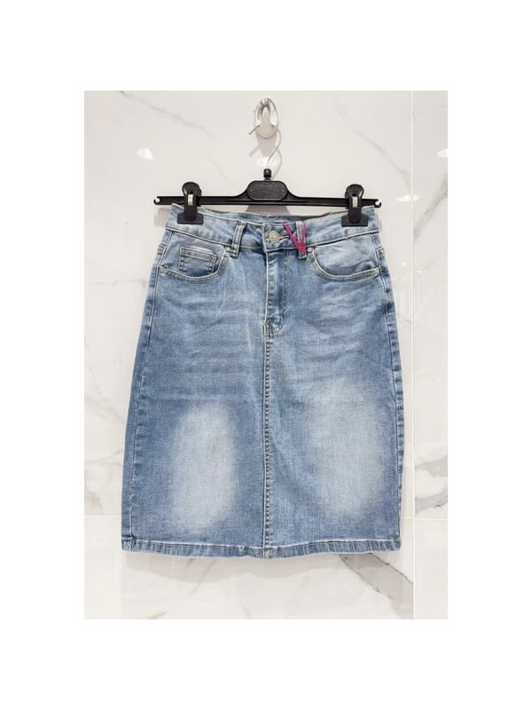Jupe droite en jean stretch