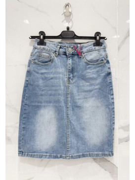 Jupe droite en jean stretch