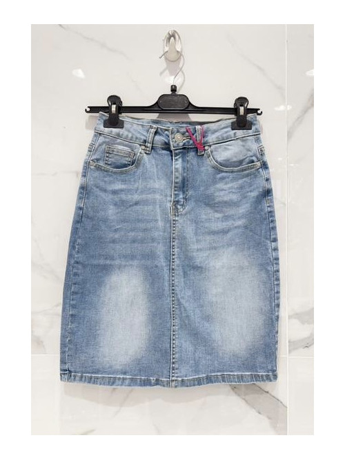 Jupe droite en jean stretch