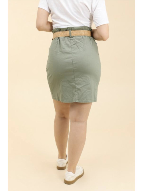 Jupe droite courte stretch avec ceinture