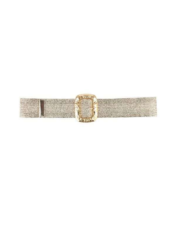 Ceinture tressée effet paille boucle rectangle martelé