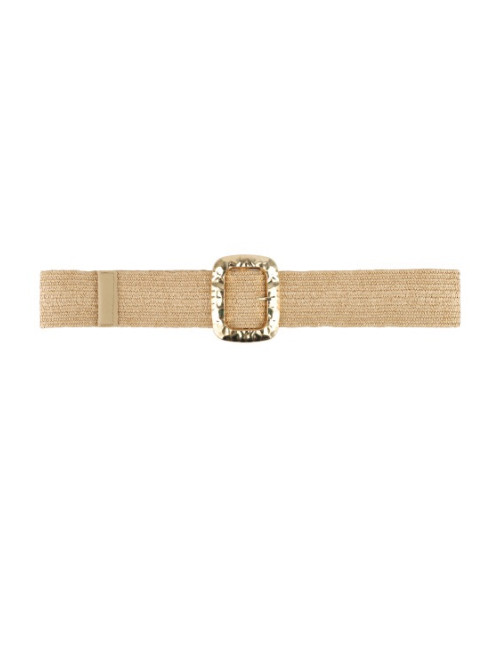 Ceinture tressée effet paille boucle rectangle martelé