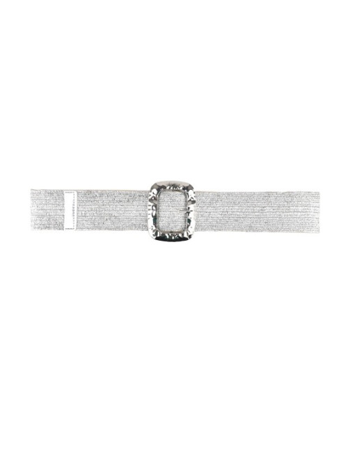 Ceinture tressée effet paille boucle rectangle martelé