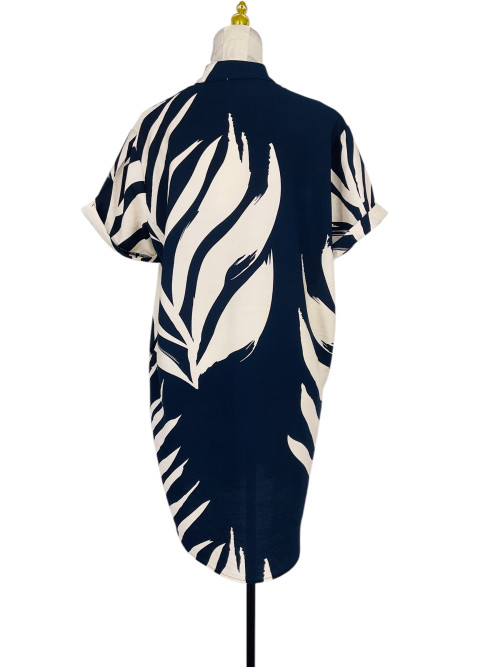 Robe courtes col droit oversized imprimé exotique géant