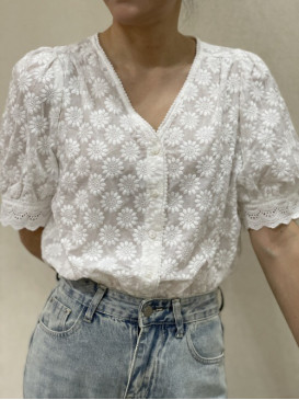 Chemise col V manches...