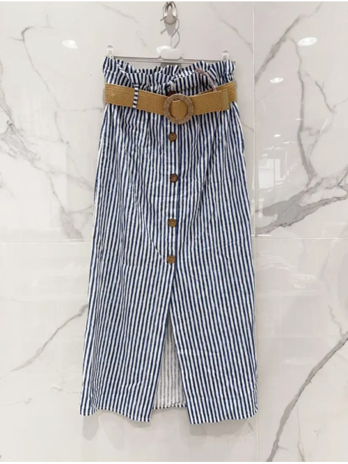 Jupe longue rayée avec ceinture