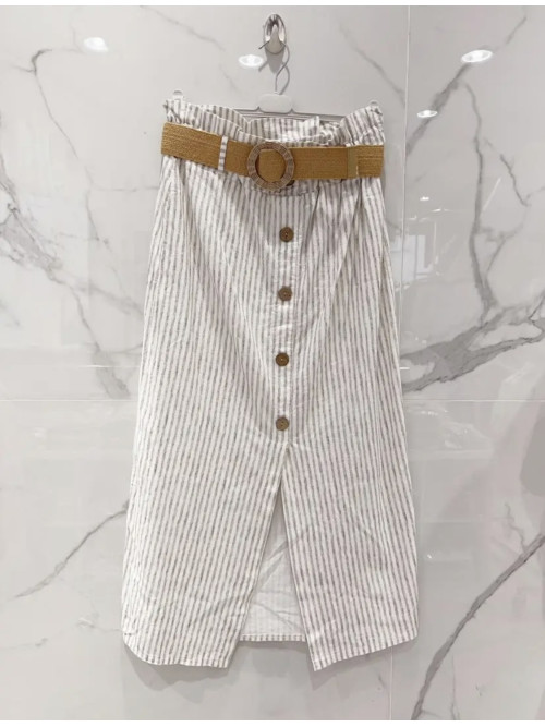 Jupe longue rayée avec ceinture