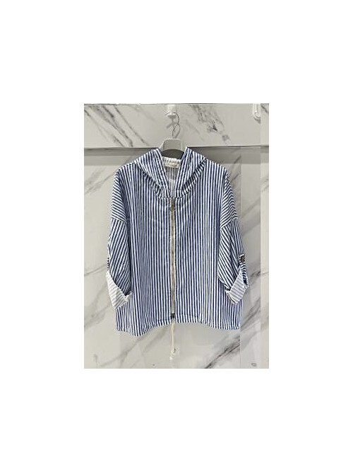 Veste à capuche rayée zippée Carla Giannini