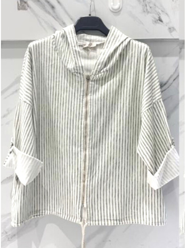 Veste à capuche rayée zippée Carla Giannini