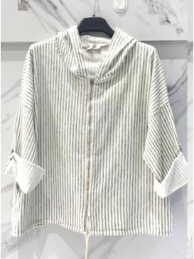Veste à capuche rayée...