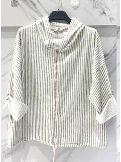Veste à capuche rayée zippée Carla Giannini