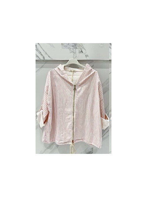 Veste à capuche rayée zippée Carla Giannini