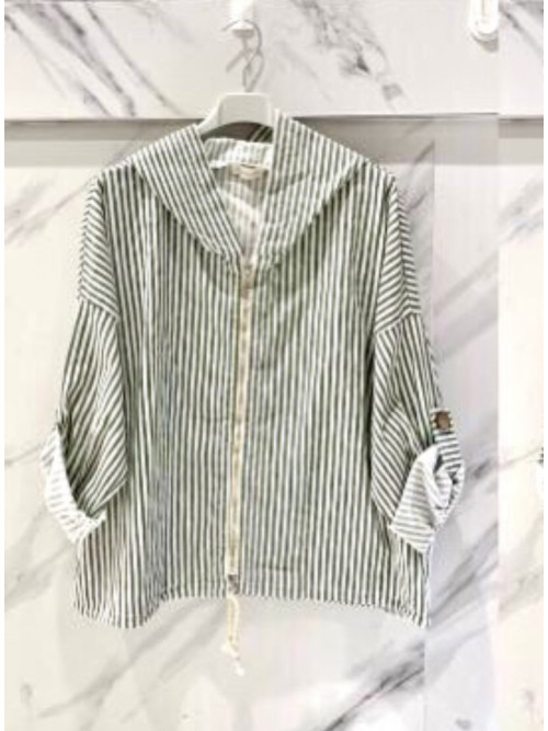 Veste à capuche rayée zippée Carla Giannini