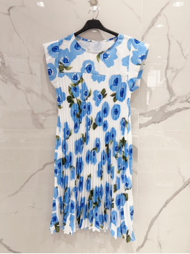 Robe plissée courte imprimé...