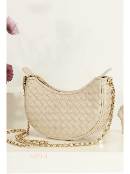 Sac tressé avec chaînette en cuir synthétique