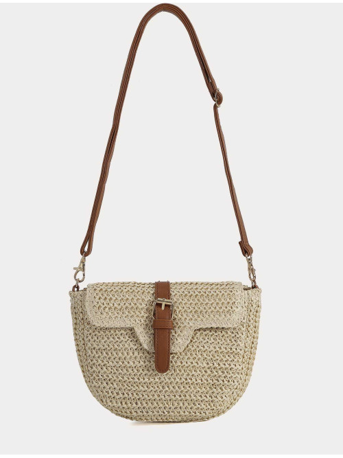 Sac paille bandoulière et rabat