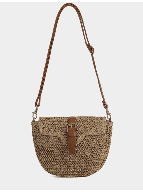 Sac paille bandoulière et rabat