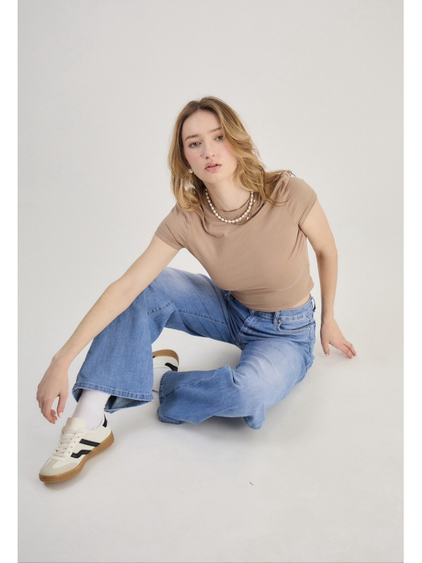 Jean brut wide leg push up