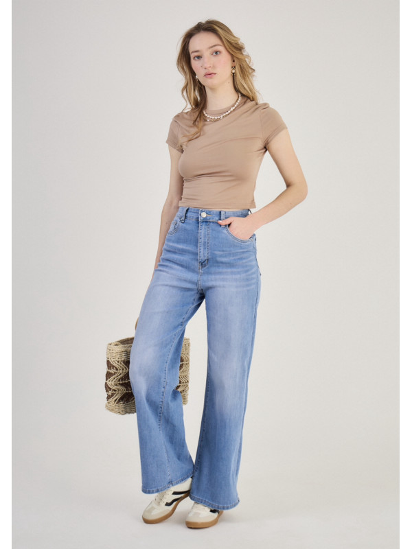 Jean brut wide leg push up