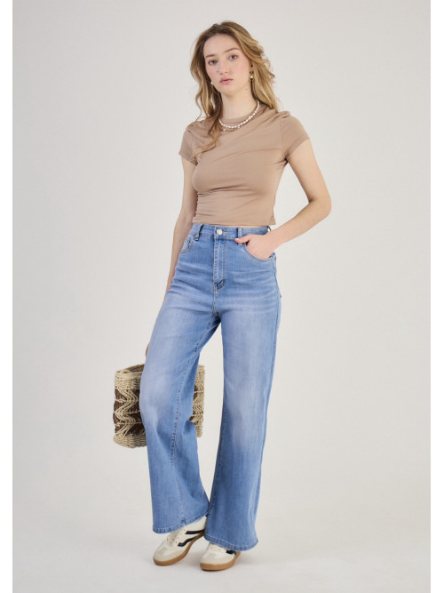 Jean brut wide leg push up