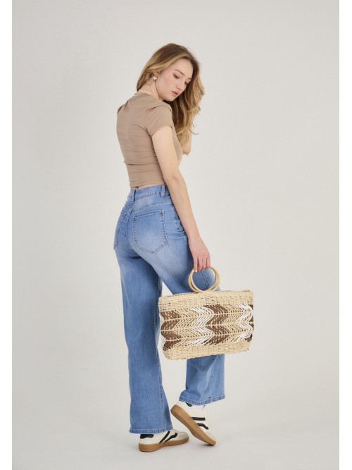 Jean brut wide leg push up