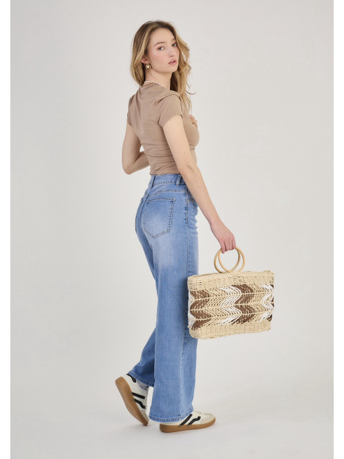 Jean brut wide leg push up