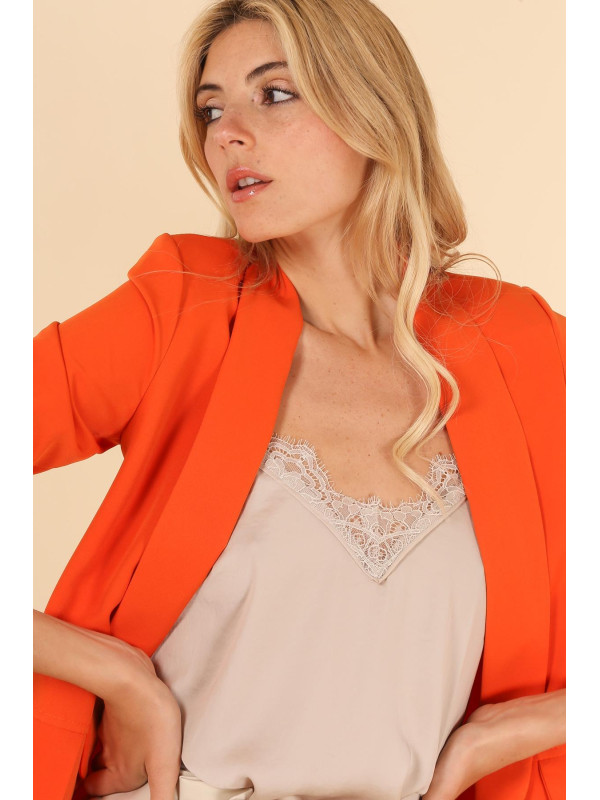 Veste tailleur manches longues remontées