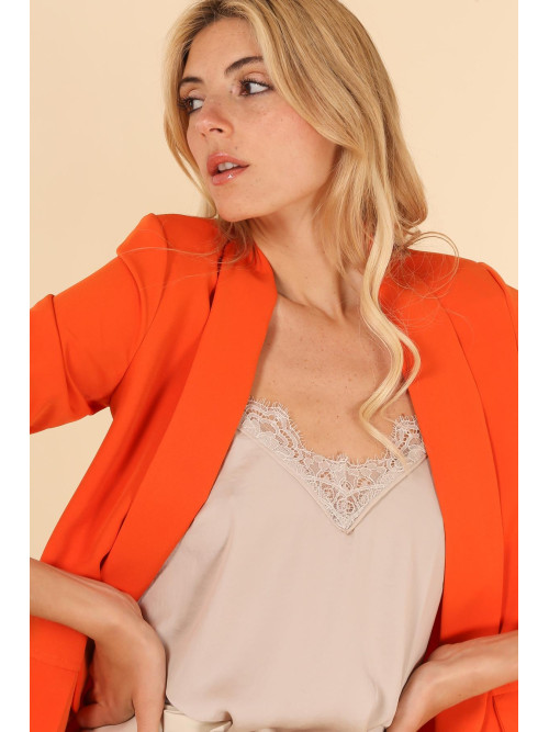 Veste tailleur manches longues remontées