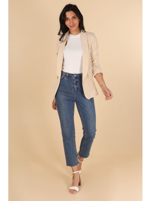 Veste tailleur manches longues remontées